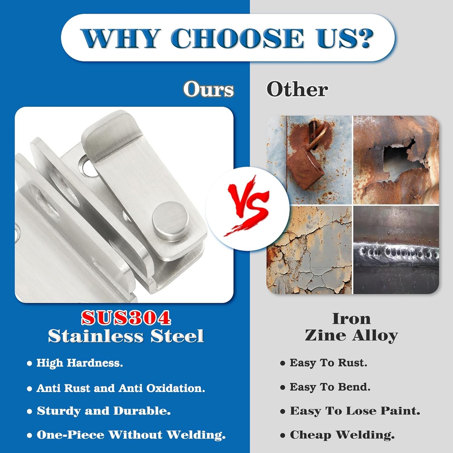 Alise Flip Latch,Gate Latches Slide Bolt Latch Safety Door Lock Catch for Barn Cabinet Pet Cage Fence Bathroom Garage Window,Heavy Duty SUS304 Stainless Steel Gate Hardware Locks,Brushed MS5007