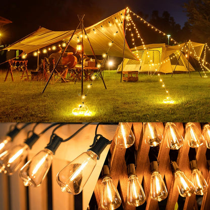 Solar Powered Warm White LED Outdoor String Light with Remote Control, Shatterproof Light Bulbs for Backyard Garden Patio Pergola Gazebo Bistro Bedroom Christmas Wedding Party (10+1 Bulbs)