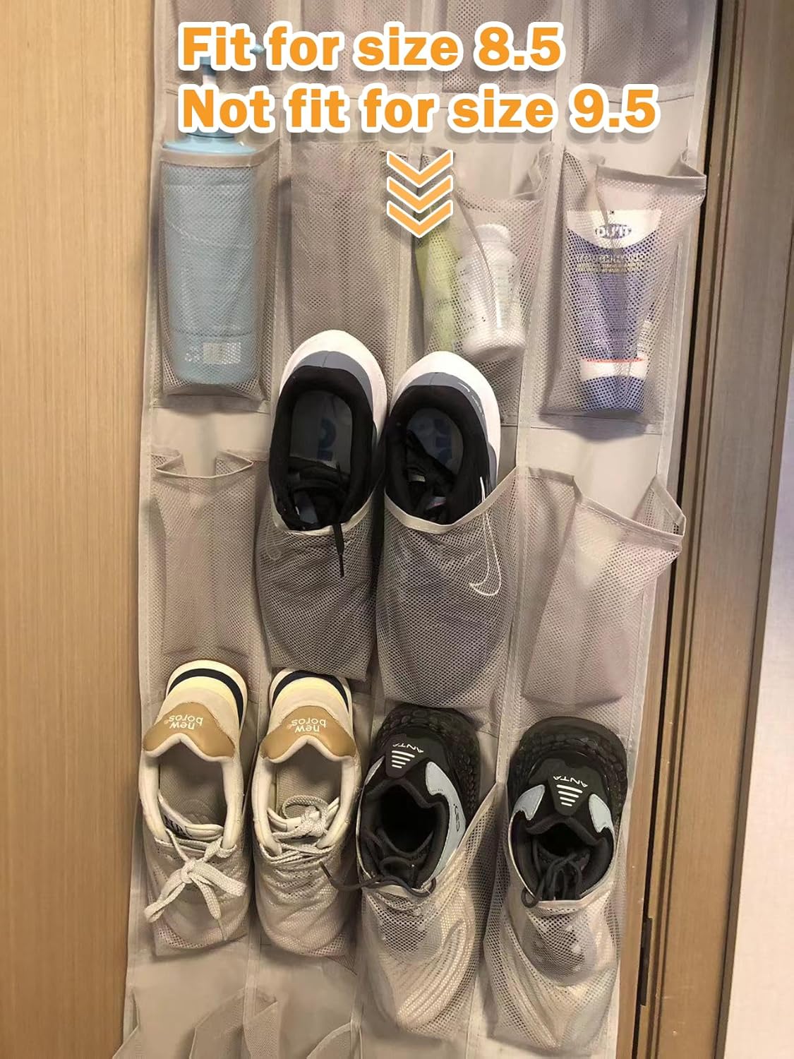 Amazon Basics 24 Medium Pocket Over-the-Door Hanging Shoe Organizer, Light Grey