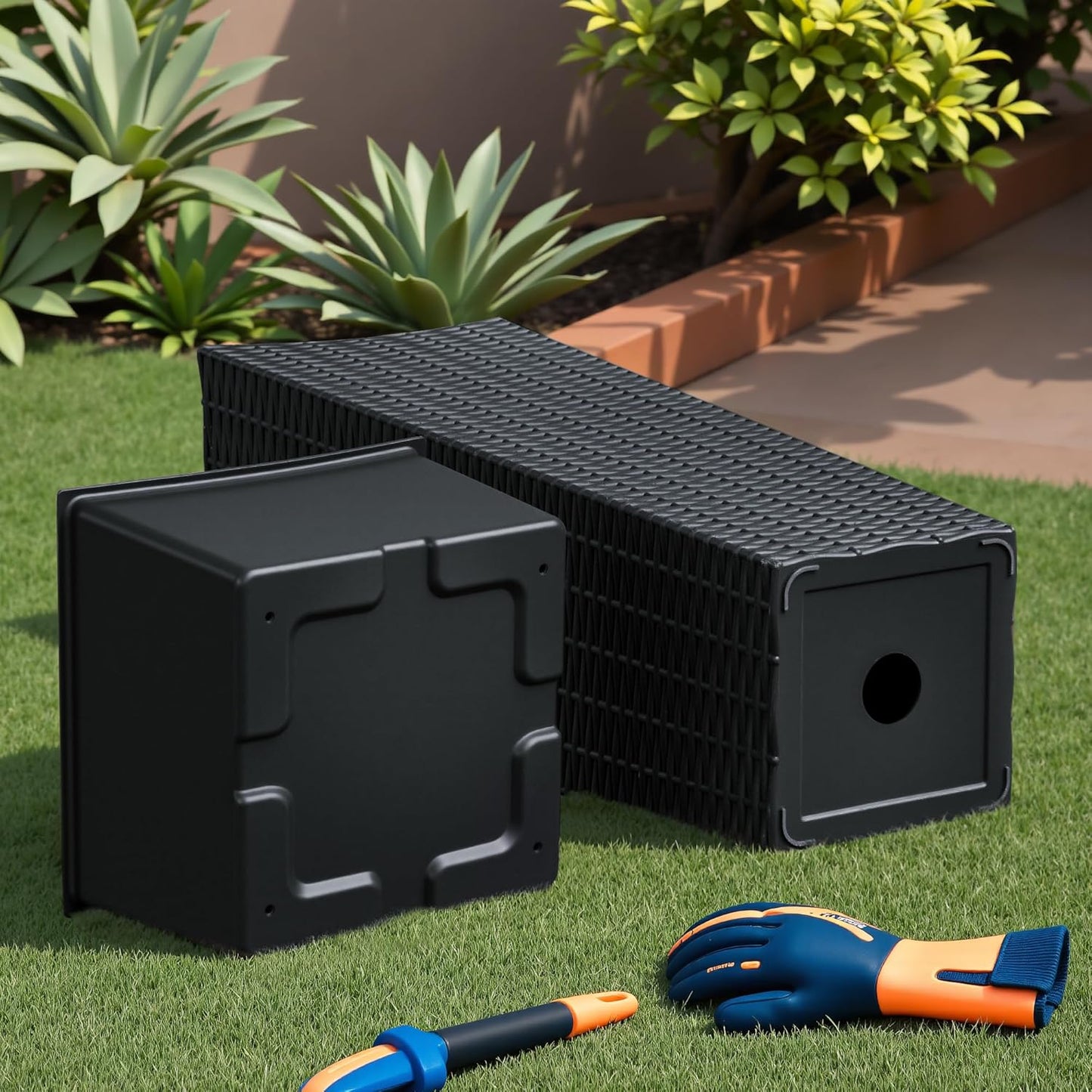 Devoko Resin Tall Planters for Outdoor Plants Set of 2, Large Taper Outdoor Planter Pots with 4 Drainage Holes, Flower Pots Modern Decor for Porch, Patio, Backyard, Home Garden (Black, 24")