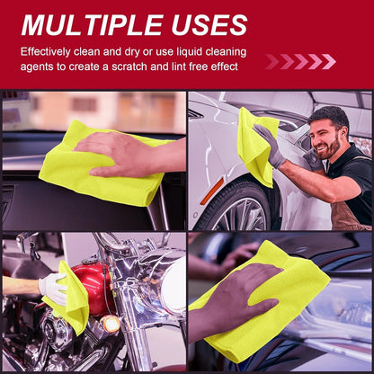 200 Pcs Microfiber Cleaning Cloth 16x16 Inch Microfiber Towels for Car Ultra Absorbent Cleaning Rags Reusable Lint Free Streak Free Detailing Towel for Car Washing Drying Dusting (Yellow)