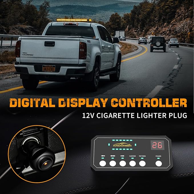 XRIDONSEN 28.4" 80 LED Amber Roof Top Strobe Light Bar Emergency Warning Flashing Safety Hazard Magnetic Double Side Traffic Advisor Lights for Plow/Tow Trucks Construction Vehicles Wreckers Pickup