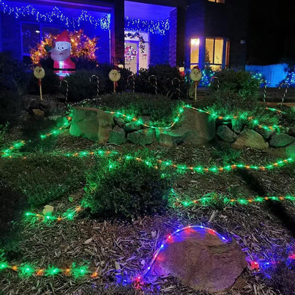 YEGUO Solar Rope Lights Outdoor Waterproof LED, 2 Pack Each 33ft 100 LED String Lights Outdoor, Red and Green Faity Lights in Clear Thin Tube