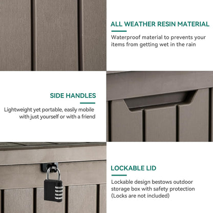 YITAHOME 51 Gallon Outdoor Storage Deck Box, Waterproof Resin Package Delivery and Storage Box with Lockable Lid for Patio Furniture Cushions, Pool Accessories, Garden Tools, Taupe