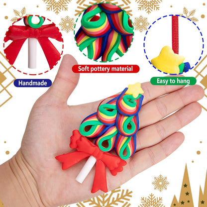 codree 8 Pcs Christmas Lollipop Ornaments- Rainbow Candy Cane Hanging Ornaments for Christmas Tree- Christmas Candies Polymer Clay Ornament for Xmas Tree Party Decoration, E-8pcs