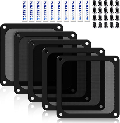 Dust Filter PC 140mm -5Pack Magnetic Fan Dust Mesh Filter for Computer Cooler Fan/PSU/Routers, PVC 50 Mesh PC Case Screen Dustproof Vent Filter Cover Fan Grills (PVC, 140 * 140mm, 5pcs, Black)