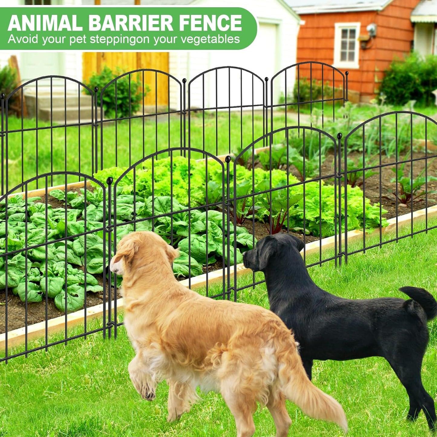 Decoration Garden Fence 17in x 20ft, 20 Pack Rustproof Metal Animal Barrier Fence, Arched Flower Bed Edge Decorative Rabbit and Dog Ground Defense No-Dig Fence for Patio Patio Outdoor