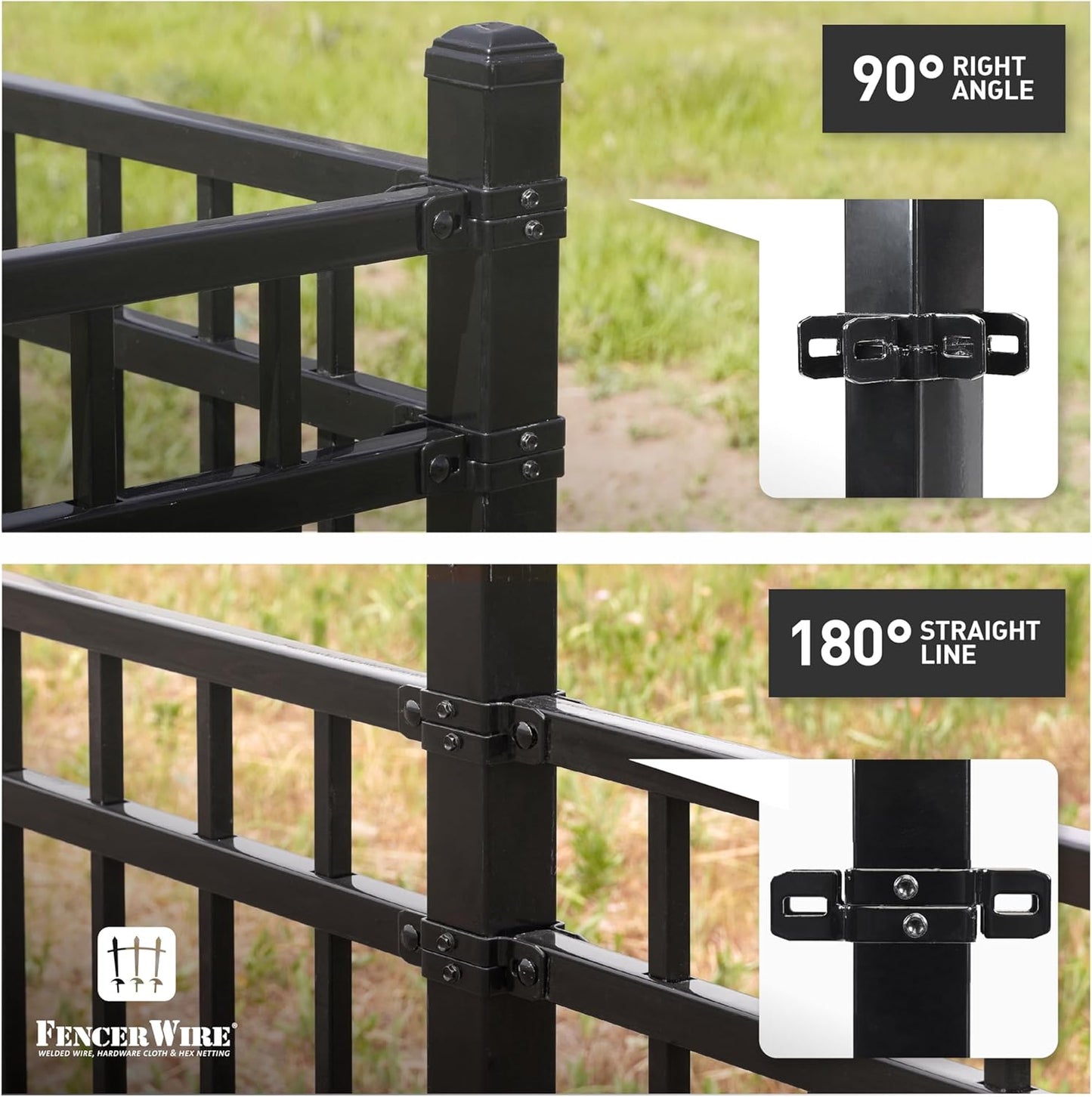 Fencer Wire Heavy Duty Garden Fence Bracket, Metal Steel Connector for Post and Panel Connection, Accessories of Metal Fencing Border