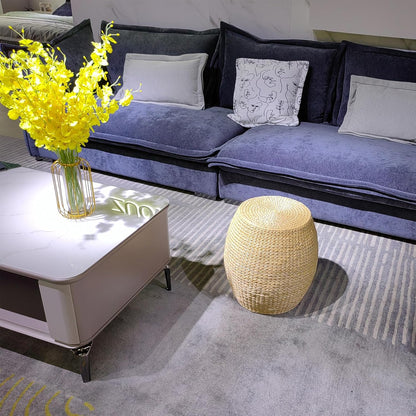 Round Poufs Ottoman,Hand Woven Natural Braided Cattail Ottomans Pouf for Patio,Home,Office,Living Room,Bedroom Indoor Outdoor Porch,Seagrass Footstool/Floor Accent Chair,Ottoman Foot Rest (Round)