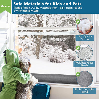 Triangular Under Door Draft Stopper 40 inch Heavy Duty Door Draft Blocker Bottom Door Seal Noise Air Door Guard for Doors and Windows, Gray