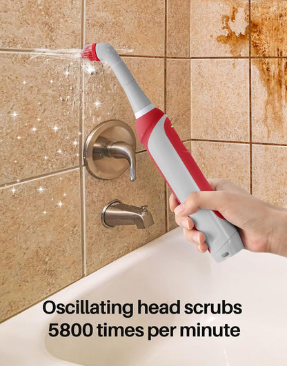 kHelfer Rechargeable Electric Grout Brush with Built-in Battery, Upgraded Stainless Steel Wire Power Brush & IPX7 Waterproof, Cordless Cleaning Brush & 5 Replacement Heads for Tile Grout Crevice