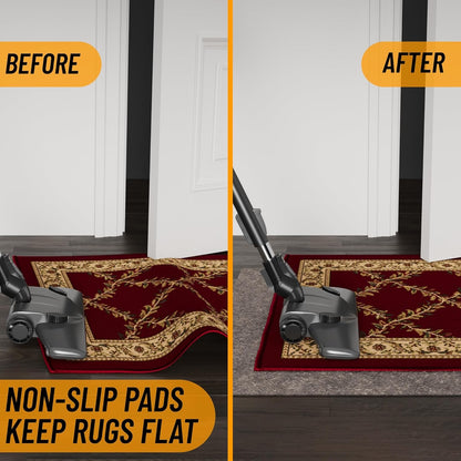Ottomanson 7' x 8' Non-Slip Rug Pad Gripper 1/4 Inch Thick Dual Surface Felt + Rubber Gripper - Safe for All Floors, Brown