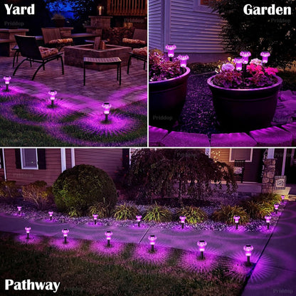 Halloween Solar Lights Outdoor 16 Pack Pink Purple LED Waterproof Mushroom Outside Lights for Yard Garden Patio Pathway Walkway Landscape Halloween Decorations