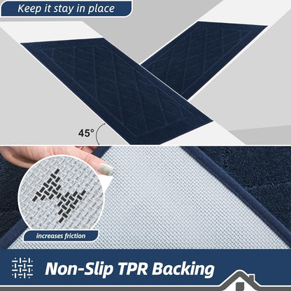 BEQHAUSE Dirt Trapper Door Mat 20" x 32", Doormat Non-Slip Entryway Rugs Washable, Dog Door Mat Stain Resistant and Absorbent Welcome Floor Mat for Front Back Door, Muddy Wet Shoes & Paws, Navy Blue