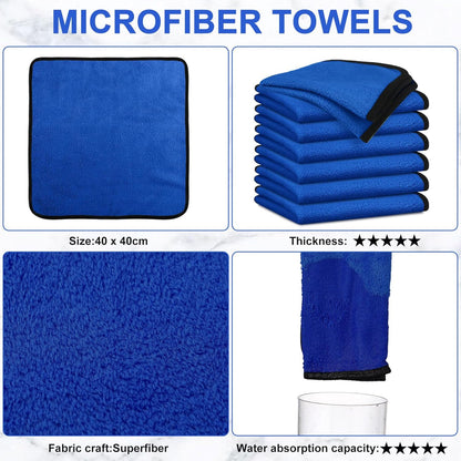 Tallew 60 Pcs Microfiber Towels 16 Inch x 16 Inch Microfiber Cloth Car Drying Towels for Cars Washing Polishing Office Windows Cleaning Household Supplies (Blue)
