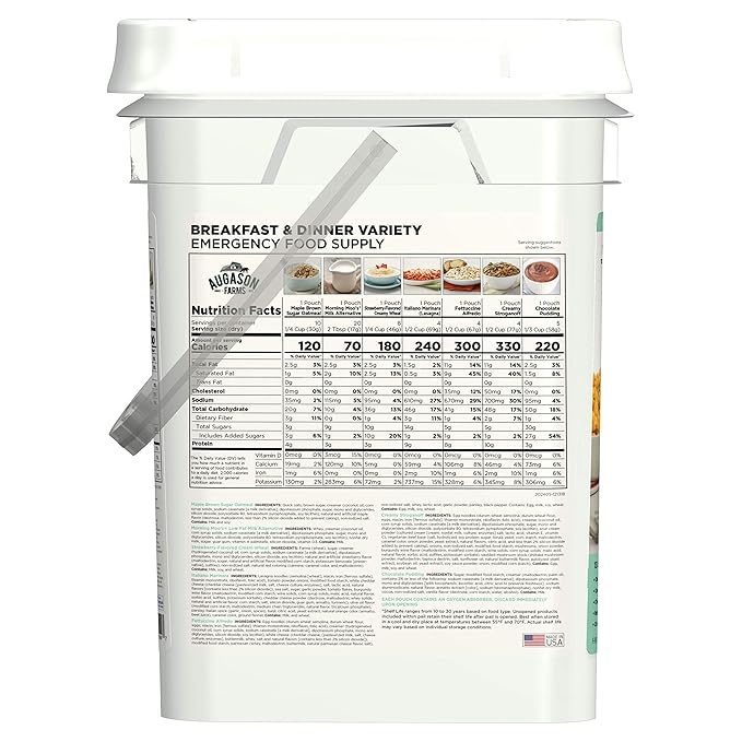 Augason Farms Breakfast and Dinner Variety Pail Emergency Food Supply Everyday Meals 4 Gallon Pail