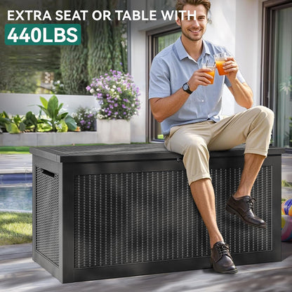 YITAHOME 260 Gallon XXL Large Deck Box, Outdoor Resin Storage Box, Lockable Storage Container for Patio Cushions, Furniture, Garden Tools, Water Resistant (Black)