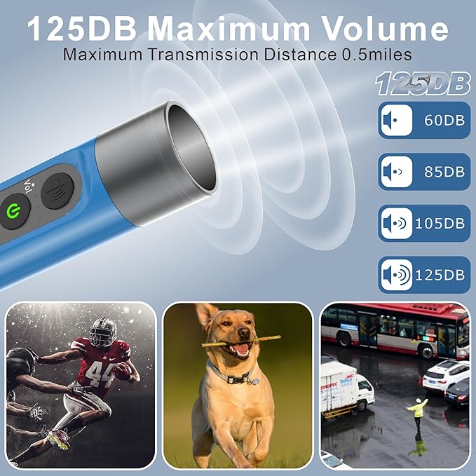 Electronic Whistle Highest IPX5 Maximum Sound 125db Battery 1000mAh Blue for Coaches Teacher, Sports Whistle