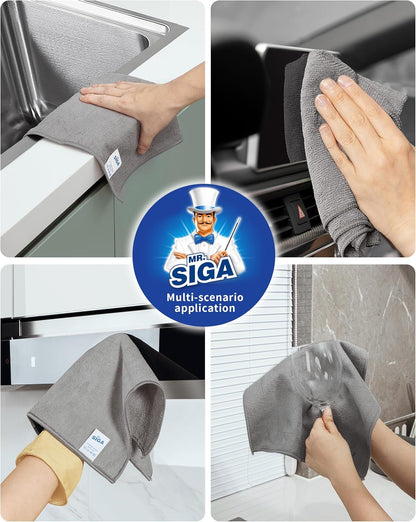 MR.SIGA Microfiber Cleaning Cloth, All-Purpose Microfiber Towels, Streak Free Cleaning Rags, Pack of 15, Gray, Size 30 x 30 cm(11.8 x 11.8 inch)