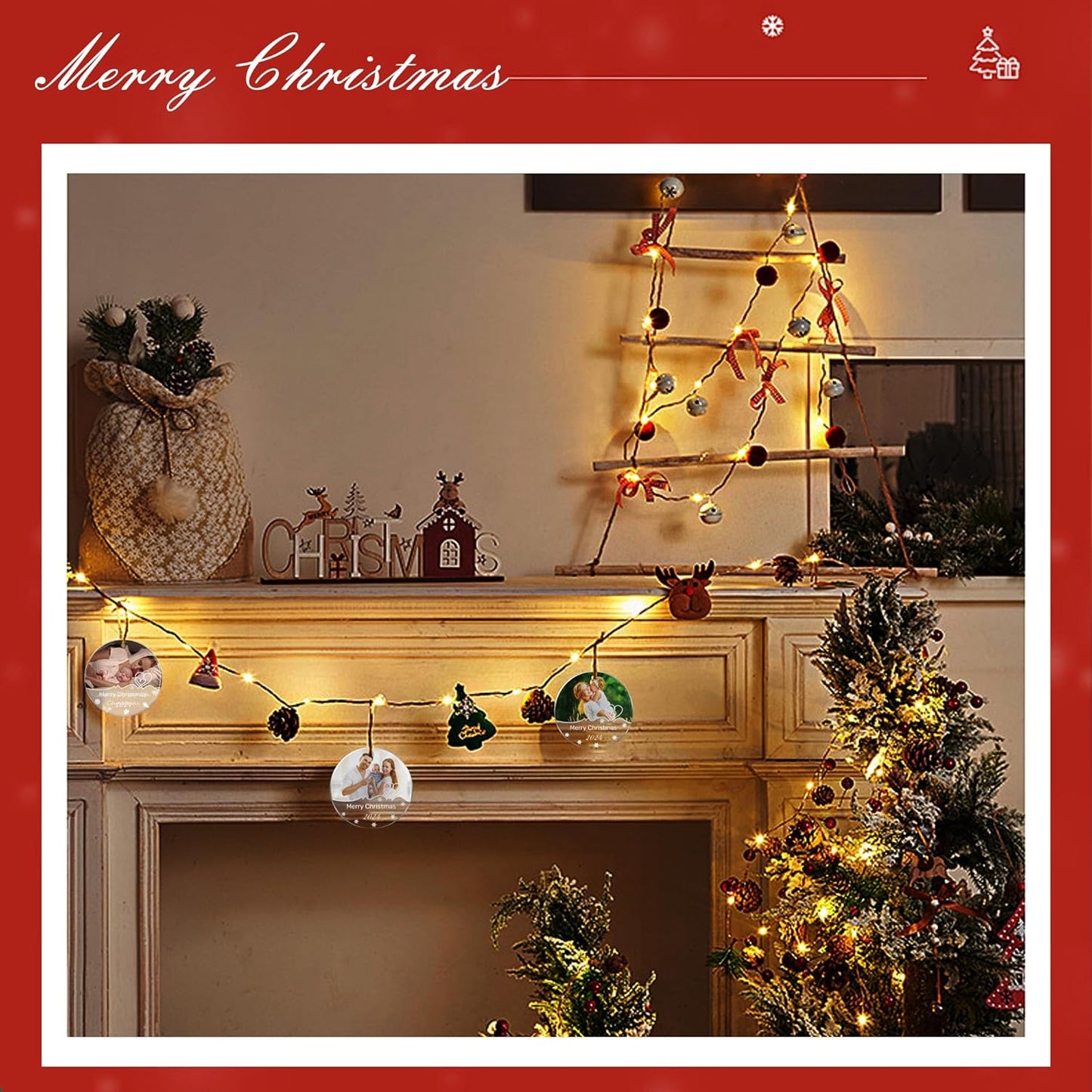 Personalized Christmas Ornaments, Custom Photo & Text 2025 Christmas Tree Ornament, Ideal for Xmas Decorations, Baby Showers, Weddings, Birthdays, Gifts for Mom, Dad, Kids, Pets, Friends