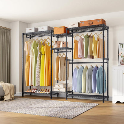 VIPEK Classic V6 Plus Wire Garment Rack Heavy Duty Clothing Rack for Hanging Clothes, Metal Freestanding Closet Wardrobe Rack Portable Clothes Rack, 84.7" L x 15.8" W x 76.4" H, Load 1120lbs, Black