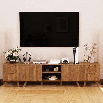 Fluted Nightstand Set of 2, Mid Century Modern 2 Drawer Dresser for Bedroom, Small Dresser Night Stand Side Table End Table with Wood Fluted Drawer Storage for Bedroom Closet(Walnut)