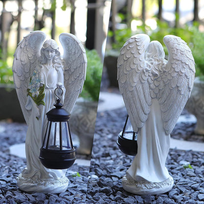 Solar Angel Outdoor Garden Decor Statues – 13.2 inches Solar Outdoor Sculptures for Outside Yard Art Patio Balcony Front Lawn Ornaments Gifts for Mom Grandma Women