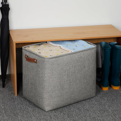 DULLEMELO Grey Storage Baskets 2 Pack Extra Large Fabric Shelf Baskets for Organizing, Closet, Clothes, Toys, Bedroom