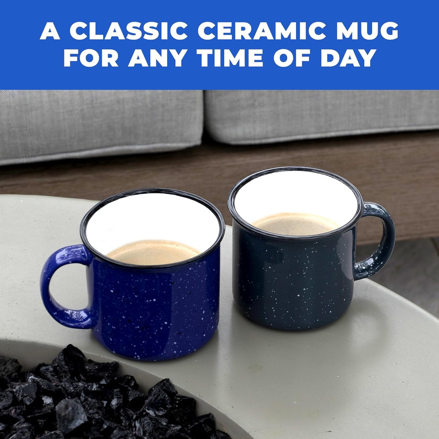 Set of 16 Ceramic Campfire Mugs – 15 Oz, Yellow – Coffee & Tea Cups for Home, Work, Travel, Camping – Customizable, Great for DIY, Events, Companies