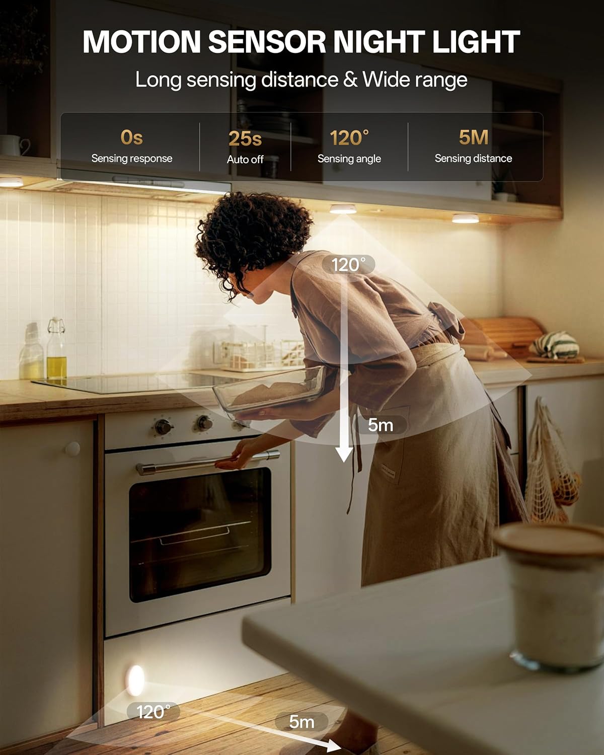 Homelist Upgraded Ultra Bright Motion Sensor Lights Indoor, 6 Pack Rechargeable Puck Light with Remote, 1500mAh Battery Operated Sensor Night Light for Stairs, Cabinet, Bedside, Closet