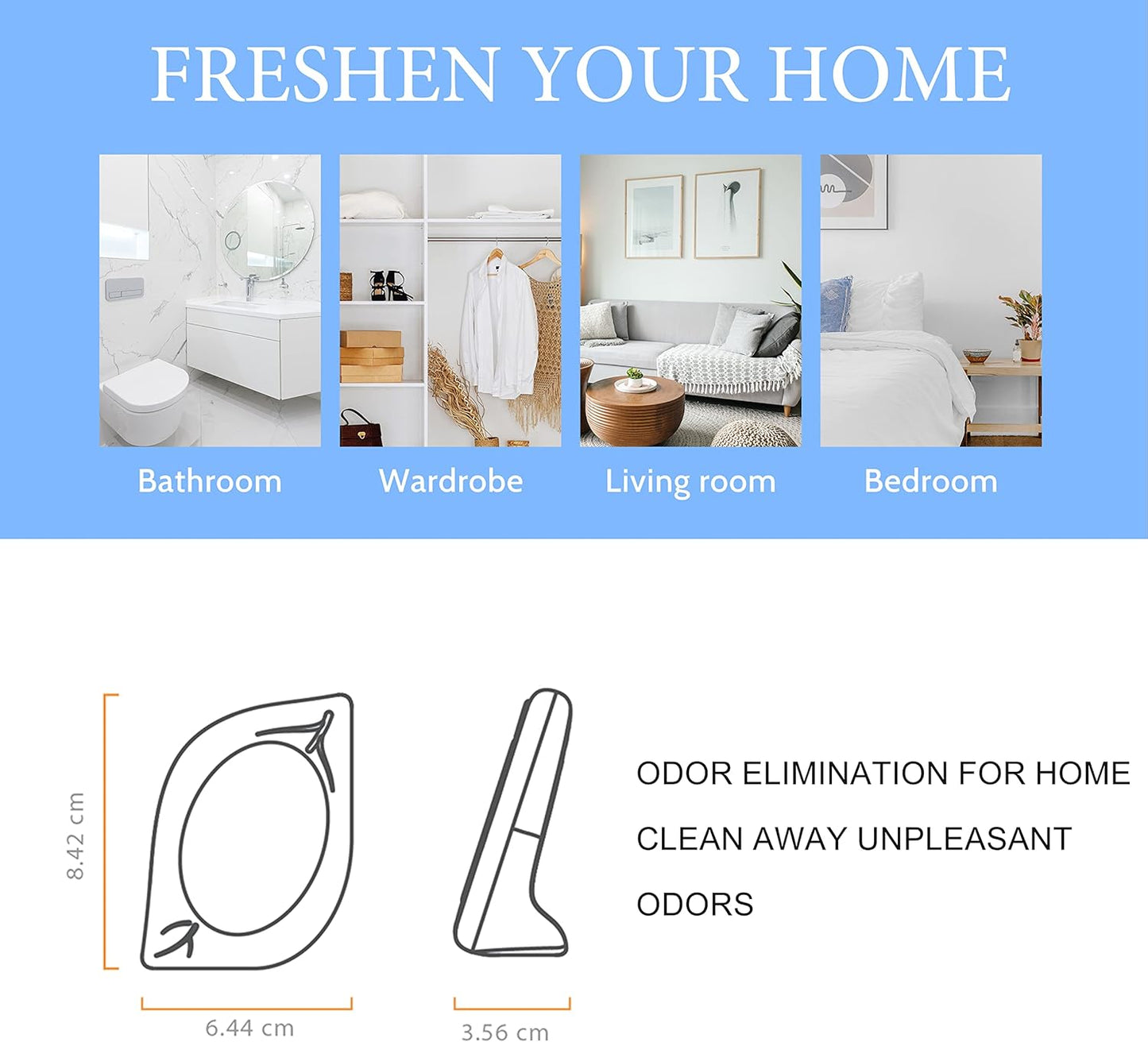 Air Freshener for Home, 4 Pack, Fresh Scent, Odor Eliminator for Small Area Closets Bathroom Pets Strong Odor, Up to 120 Days