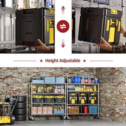 IZEUK 4-Tier Heavy Duty Metal Wire Shelving Unit, Adjustable Storage Rack Organizer for Garage, Kitchen, Office, Pantry, Warehouse (Chrome, 17.7" D x 47.2" W x 59.1" H)