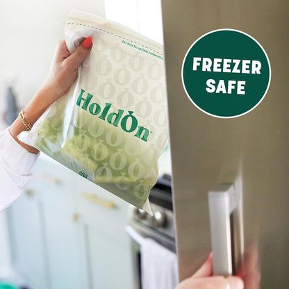 HoldOn HoldOn Zipseal Gallon Bags - Compostable, PFOA-Free, BPA-Free, Food-Safe Zip Seal Food Storage Bags/Freezer-Safe Gallon Bags With Secure Seal for Home & Travel (2-pack, 50 bags total)