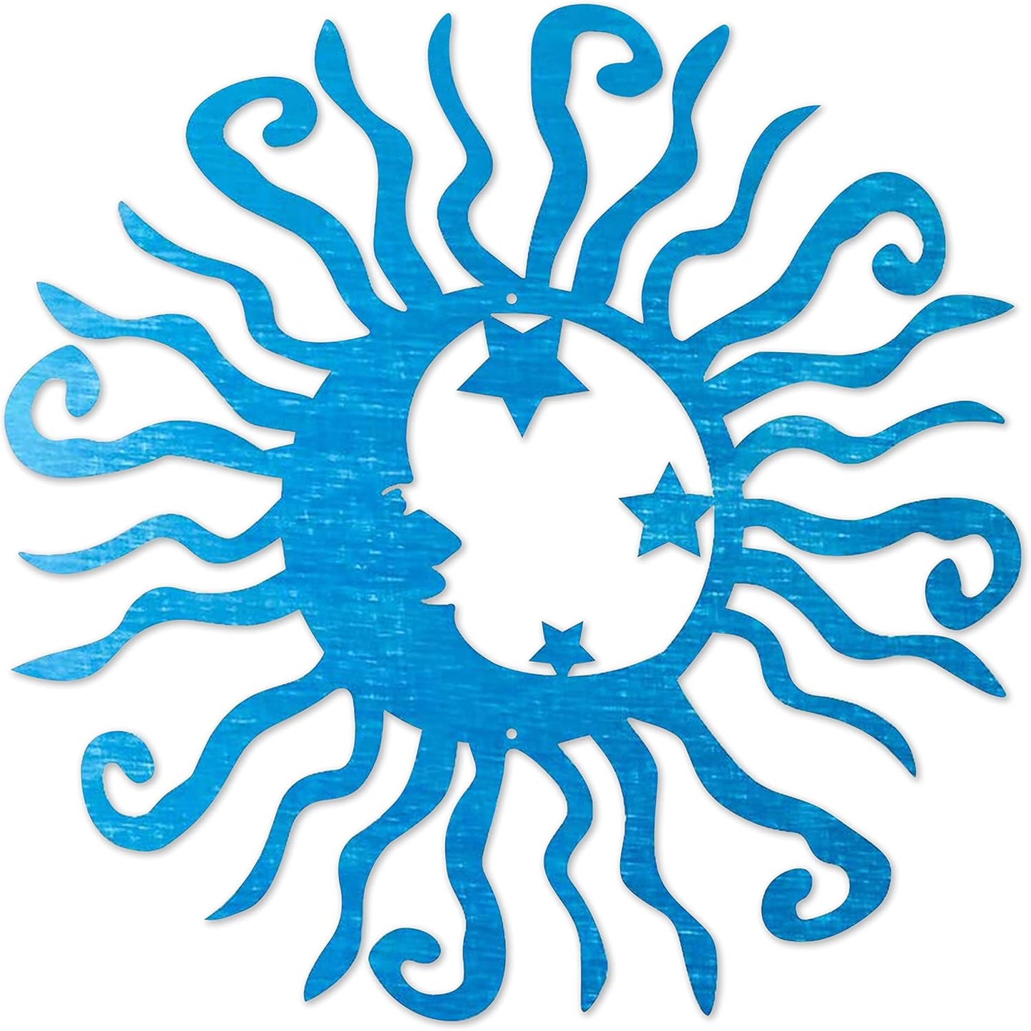 Riverside Designs Wacky Solar Moon Metal Wall Art Steel Outdoor Decor | Heavy-Duty and Waterproof | Made in USA (Teal, 18L x 18W)