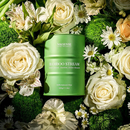 M&SENSE Bamboo Scented Candles Natural Non Toxic, Aromatherapy Candle for Stress Relief Meditation Relaxing, Housewarming Gifts for Women Men, 11.3oz 70 Hour Long Burning