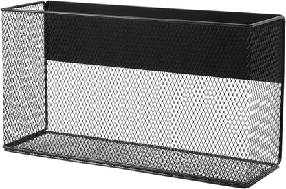 Black Magnetic Basket for Refrigerator, Black Magnetic Basket Organizer Magnetic Spice Rack, Magnetic Locker Organizer Holder for Kitchen Storage, Magazine, Whiteboard