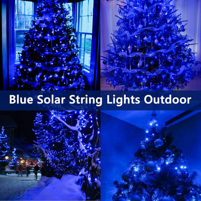 Upgrade Solar String Lights for Outside 2 Pack Total 180FT 500LED String Lights Outdoor with 8 Modes, IP65 Waterproof Outdoor Solar Twinkle Lights, Garden Tree Party Christmas Decorations, Blue
