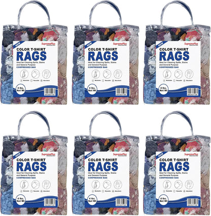 Premium Color Knit Cleaning Rags (4 lb. Bag - Pack of 6) – Shop Rags Bulk for Workshops, Mechanics, Painters, and Home Use, Multipurpose Cotton T-Shirt Rags