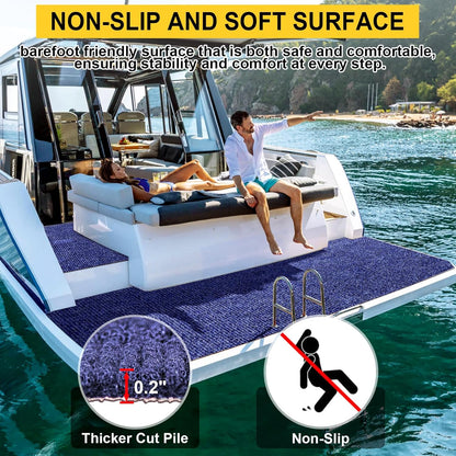 Marine Carpet,6 FT x 23 FT Deep Blue Indoor Outdoor Carpet 0.2" Thick Boat Carpet with Water-Proof TPE Backing, Non-Slide Outdoor Marine Carpet Roll for Home, Patio, Porch, Deck