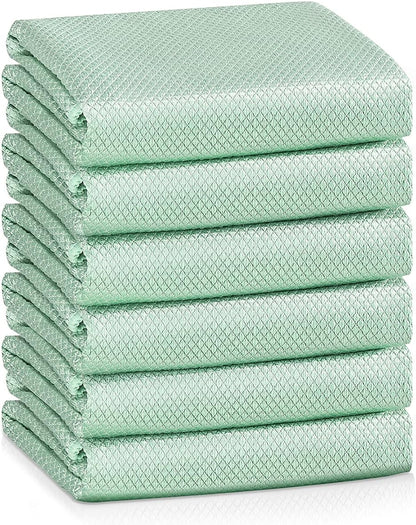Nanoscale Cleaning Cloth,Easy Clean Fish Scale Microfiber Glass Cleaning Cloths Streak Free for Window Car Mirrors Windshield Lint Free Microfiber Polishing Cleaning All-Purpose Towel Pack of 6(Green)