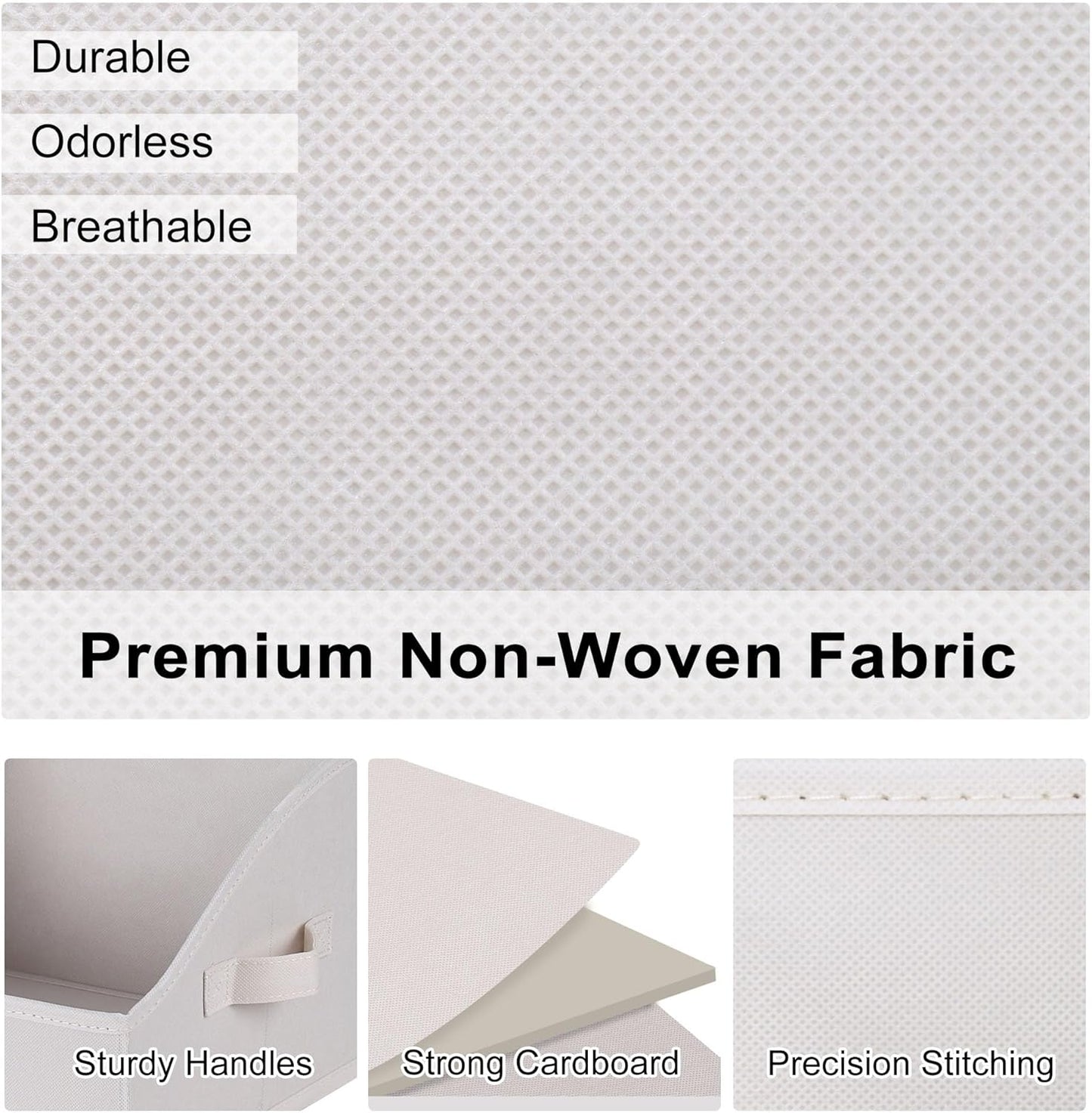 WUIKE 3 Pack Extra Large Closet Storage Bins with Handles, Fabric Trapezoid Storage Binsr for Organizing Clothes, Sheets, Blankets, White & Beige