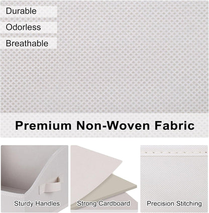 WUIKE 3 Pack Extra Large Closet Storage Bins with Handles, Fabric Trapezoid Storage Binsr for Organizing Clothes, Sheets, Blankets, White & Beige