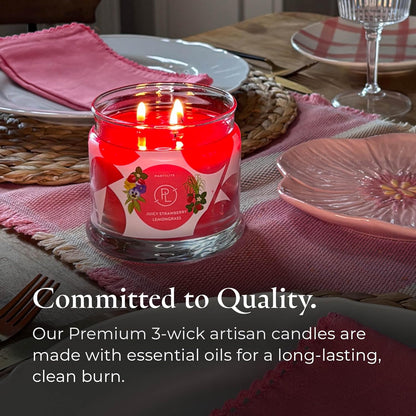PartyLite Juicy Strawberry Lemongrass Scented, Notes of Lemongrass, Eucalyptus, Pansies, Verbena & Cedarwood, 13.2oz 3-Wick Jar Candle, 45 Hour Burn Time, Luxurious Fragrance, Ideal for Gifting