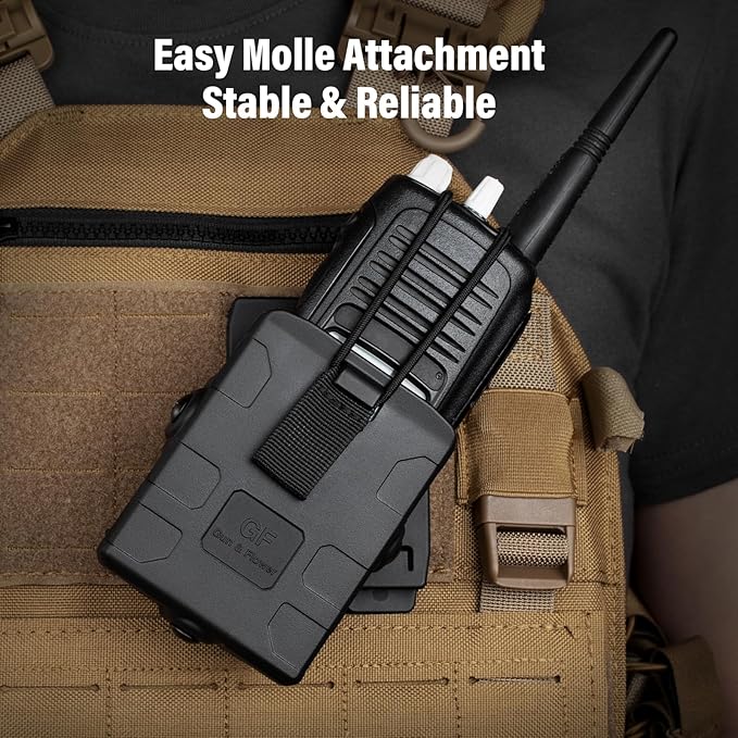 Molle Universal Radio Holster, Secure Fit, Easy Attachment for Outdoor, Tactical, and Work Use, Compatible with Motorola APX6000 XTS5000 XTS2500, Kenwood TK-2000, Hytera PD700 PD782