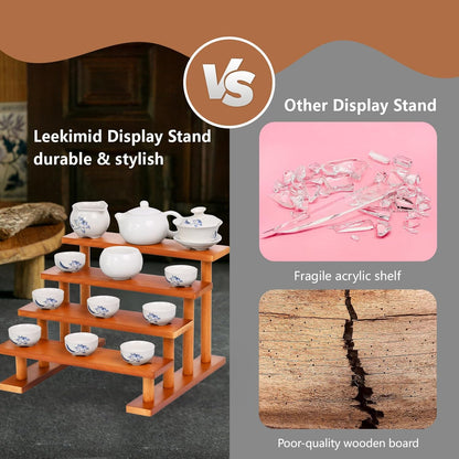 4 Tier Wooden Display Riser Stand Perfume Organizer, Dessert Table Display Set, Solid Wood Food Display Stands for Party, Bamboo Rustic Solid Wood Shelf for Cupcakes, Perfume, Cologne, Spiece