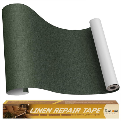 Linen Repair Tape 16x90 inch, Self Adhesive Fabric Patches, Linen Patch Tape Kit, Fabric Repair Tape for Couch Sofas, Headboards, Chairs, Pillows, Curtains, Couches - Army Green