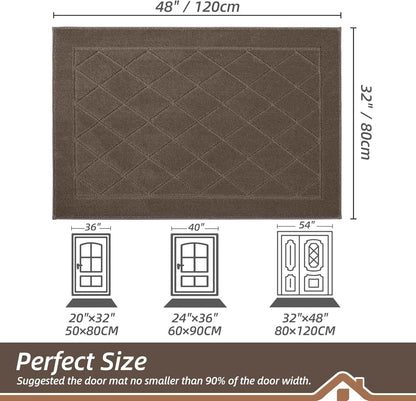 BEQHAUSE Dirt Trapper Door Mat 32" x 48", Doormat Non-Slip Entryway Rugs Washable, Dog Door Mat Stain Resistant and Absorbent Welcome Floor Mat for Front Back Door, Muddy Wet Shoes & Paws, Light Brown