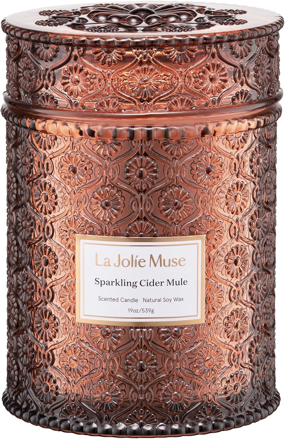 LA JOLIE MUSE Fall Candle | Sparkling Cider Mule Candle – Apple Cider, Orange & Amber | 19 oz Wooden Wick | Clean Burn & Vibrant Scent | Fun Gift for Hosts & Fall Tablescapes