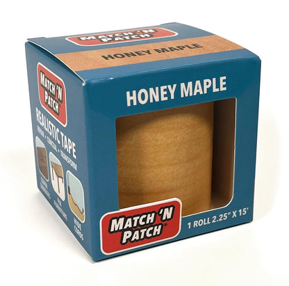 MATCH 'N PATCH Realistic Wood Grain Repair Tape - Durable Multi-Use Adhesive Tape for Furniture, Floors, Cabinets, Windows, Doors, RV, Home Decor & DIY Projects - Honey Maple, 2.25 inch x 15 feet