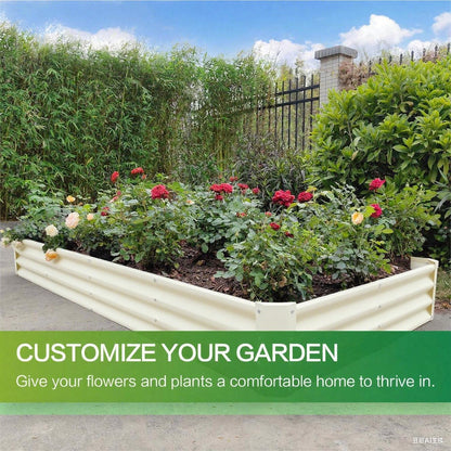 GARDMAX 8x4x1FT Galvanized Raised Garden Bed Kit, Metal Planter Boxes Outdoor with Easy Assembly, Large Garden Bed for Vegetables, Fruits, Flower, Herbs Rectangle Milk White